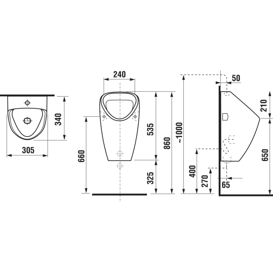 JIKA H8430610000001 - Urinoir GOLEM met binnenaansluiting, achterafvoer, keramiek/wit