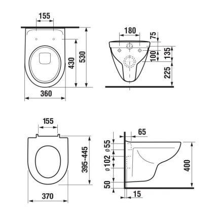 JIKA H8663800000001 - Hangend toilet LYRA keramiek/wit + SoftClose-toiletzitting LYRA duroplast/wit