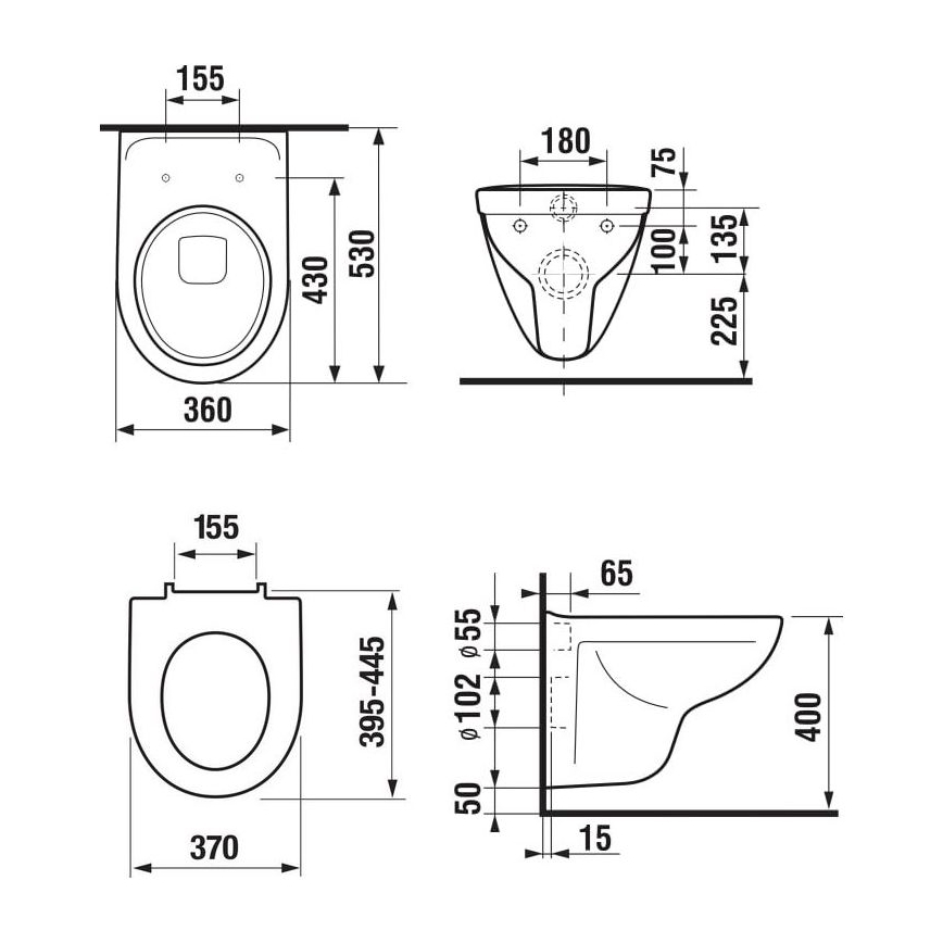 JIKA H8663800000001 - Hangend toilet LYRA keramiek/wit + SoftClose-toiletzitting LYRA duroplast/wit