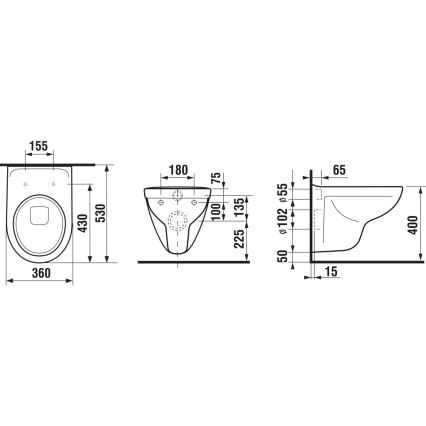 JIKA H8663810000001- Hangend toilet LYRA keramiek/wit + toiletzitting LYRA duroplast/wit