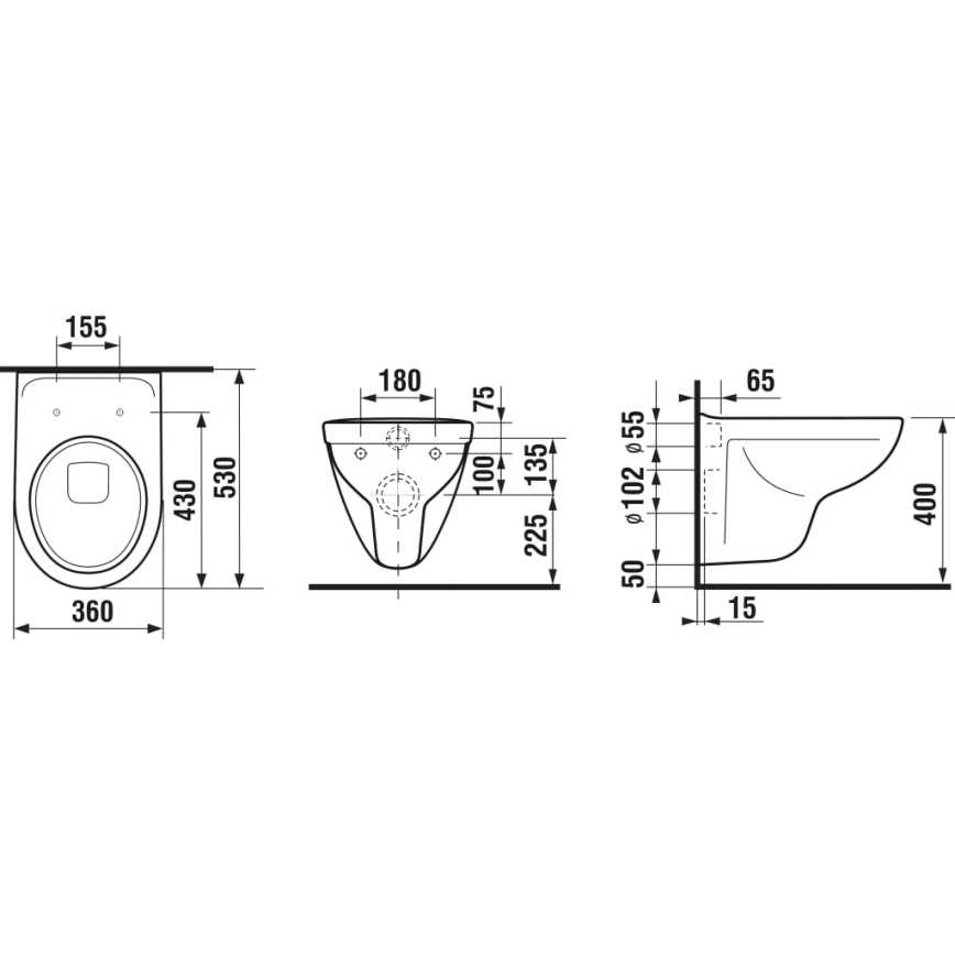 JIKA H8663810000001- Hangend toilet LYRA keramiek/wit + toiletzitting LYRA duroplast/wit