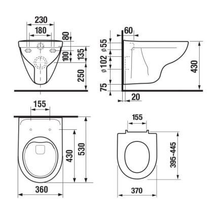 JIKA H8663840000001 - Hangend toilet LYRA keramiek/wit + SoftClose-toiletbril LYRA duroplast/wit