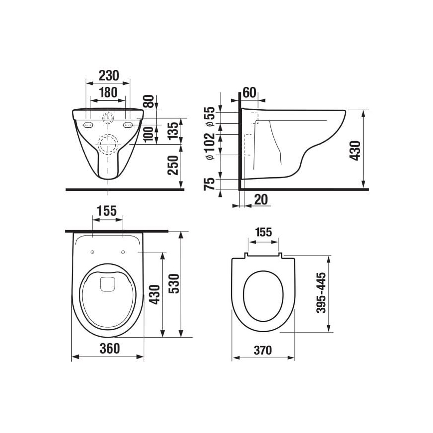 JIKA H8663840000001 - Hangend toilet LYRA keramiek/wit + SoftClose-toiletbril LYRA duroplast/wit