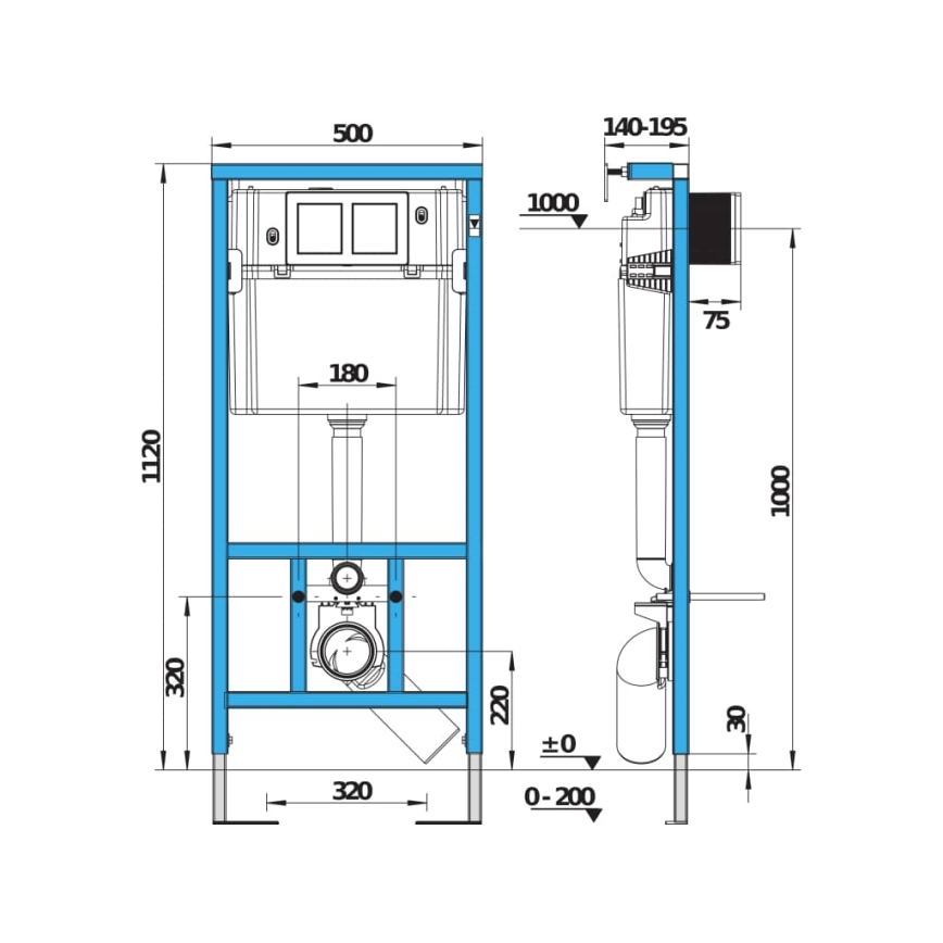 JIKA H8956520000001 - Inbouwmodule voor wandcloset met bidetvoorbereiding