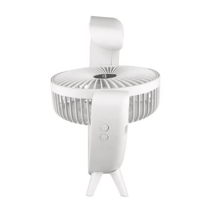 JOHNSON - RGB-LED oplaadbare tafelventilator MULTICOLOR LED/5W/3,7V 1200 mAh Ø 14 cm wit