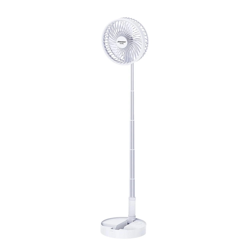 JOHNSON - Oplaadbare tafelventilator GIRAFFA 5W/3,7V 1200 mAh Ø 20 cm wit