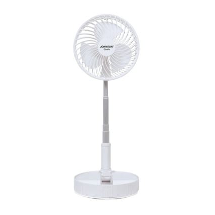 JOHNSON - Oplaadbare tafelventilator GIRAFFA 5W/3,7V 1200 mAh Ø 20 cm wit