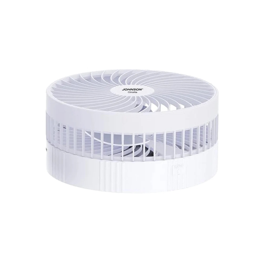 JOHNSON - Oplaadbare tafelventilator GIRAFFA 5W/3,7V 1200 mAh Ø 20 cm wit