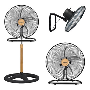 JOHNSON - Staande ventilator 3-in-1 WOOD 80W/230V Ø 50 cm zwart/beige
