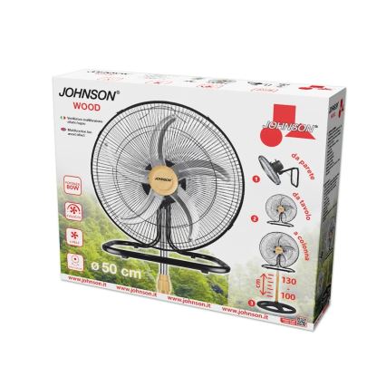 JOHNSON - Staande ventilator 3-in-1 WOOD 80W/230V Ø 50 cm zwart/beige