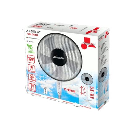 JOHNSON - Staande ventilator COLONNA 45W/230V Ø 43 cm zwart/wit