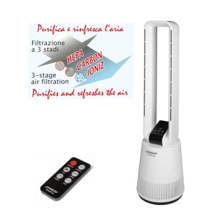 JOHNSON - Ventilator met luchtreiniger en HEPA-filter ARIA PURA 90W/230V wit + afstandsbediening