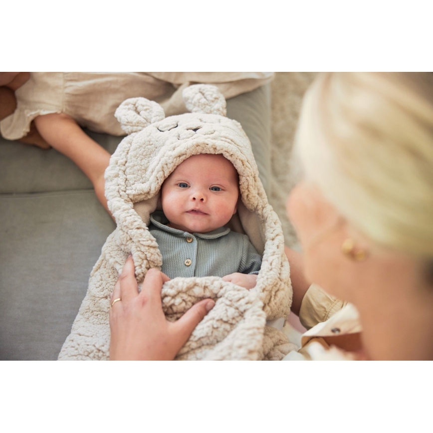 Jollein - Inbakerdeken fleece Bunny 100x105 cm Nougat
