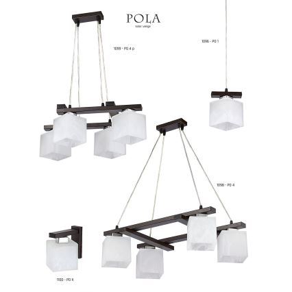 Jupiter 1096 - PO1 - Hanglamp met vaste pendel POLA 1xE27/60W/230V wenge