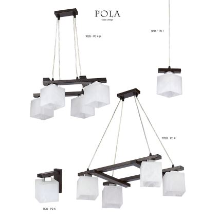 Jupiter 1099 - PO 4 p - Hanglamp met vaste pendel POLA 4xE27/60W/230V wenge