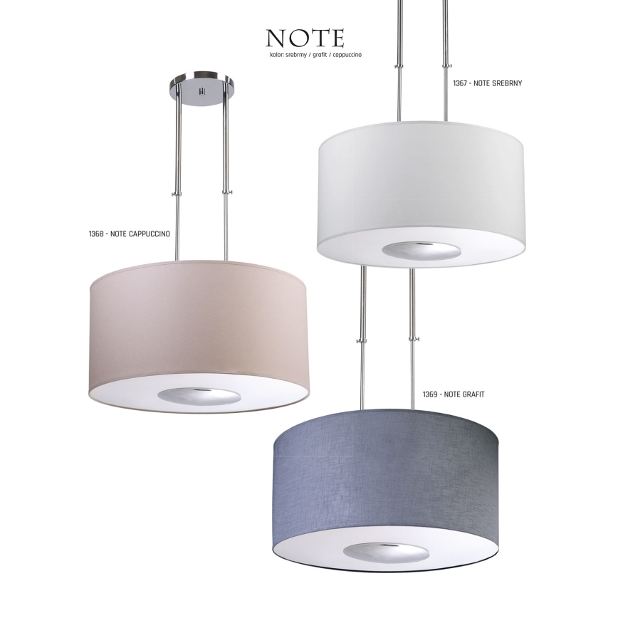 Jupiter 1368 - NOTE CA - Hanglamp aan stang NOTE 3xE27/60W/230V