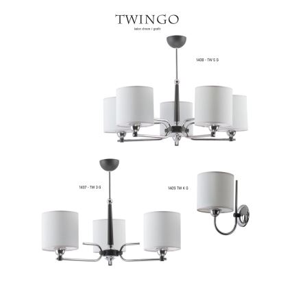 Jupiter 1407 - TW 3 G - Hanglamp met vaste pendel TWINGO 3xE27/60W/230V