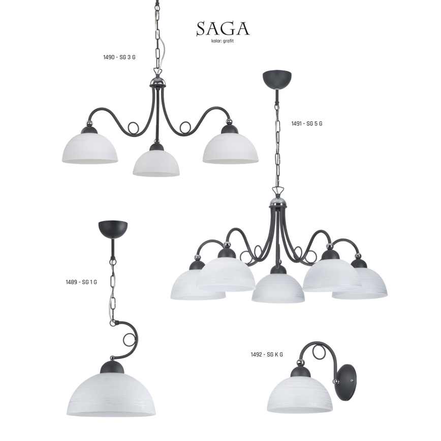 Jupiter 1489 - Hanglamp aan ketting SAGA 1xE27/60W/230V