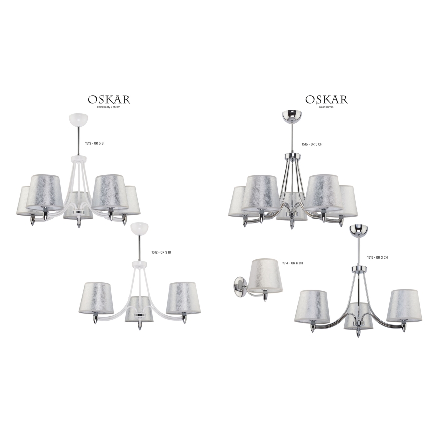Jupiter 1516 - OS 5 ch - Hanglamp met vaste pendel OSKAR 5xE27/60W