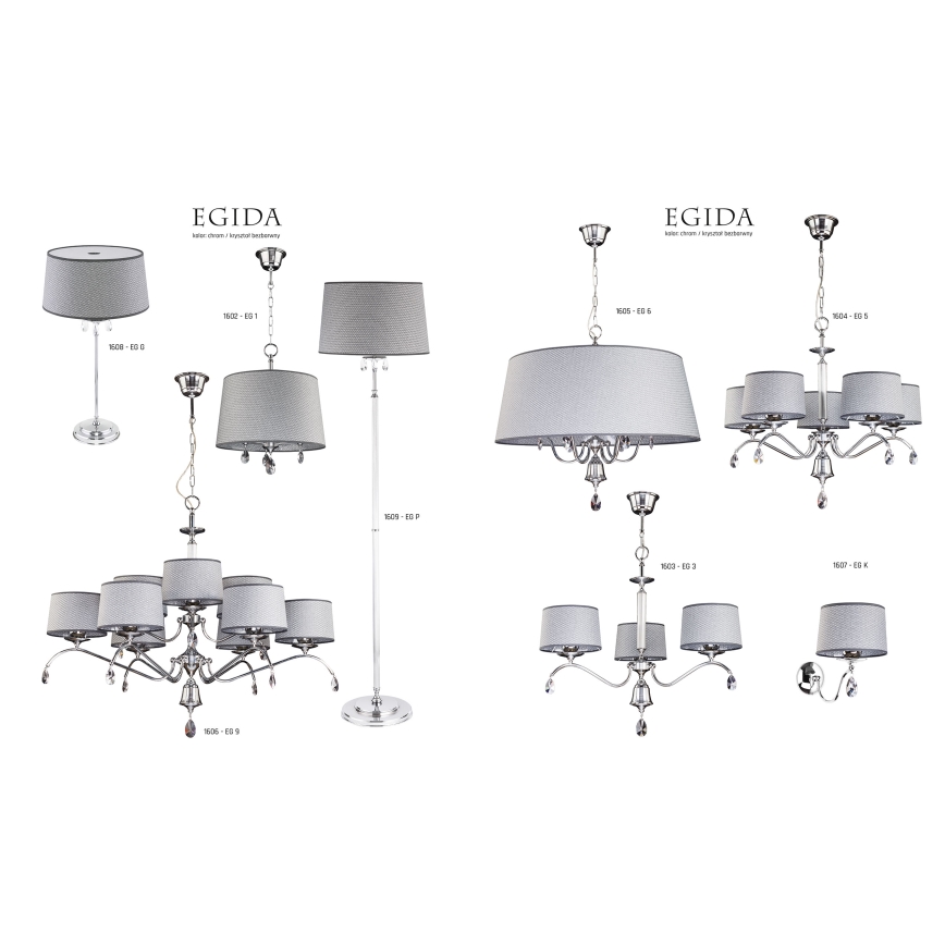 Jupiter 1609 - EG P CH - Kristallen staande lamp EGIDA 3xE27/60W/230V