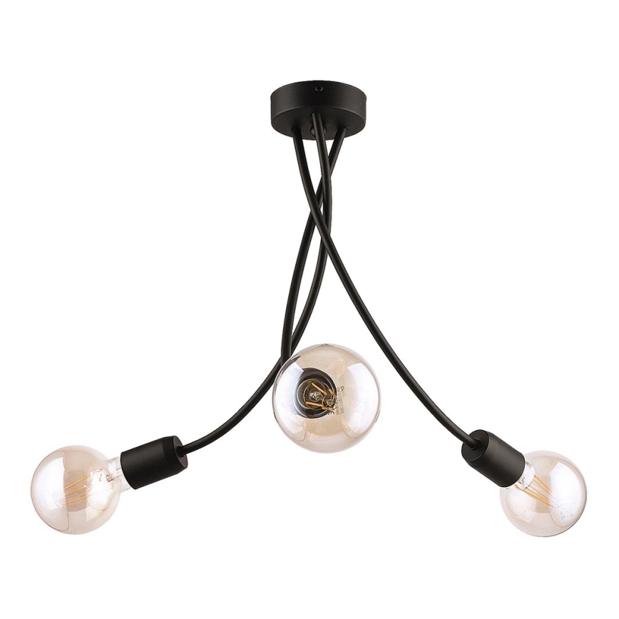 Jupiter 1639 - Hanglamp met vaste pendel LUCE 3xE27/60W/230V zwart