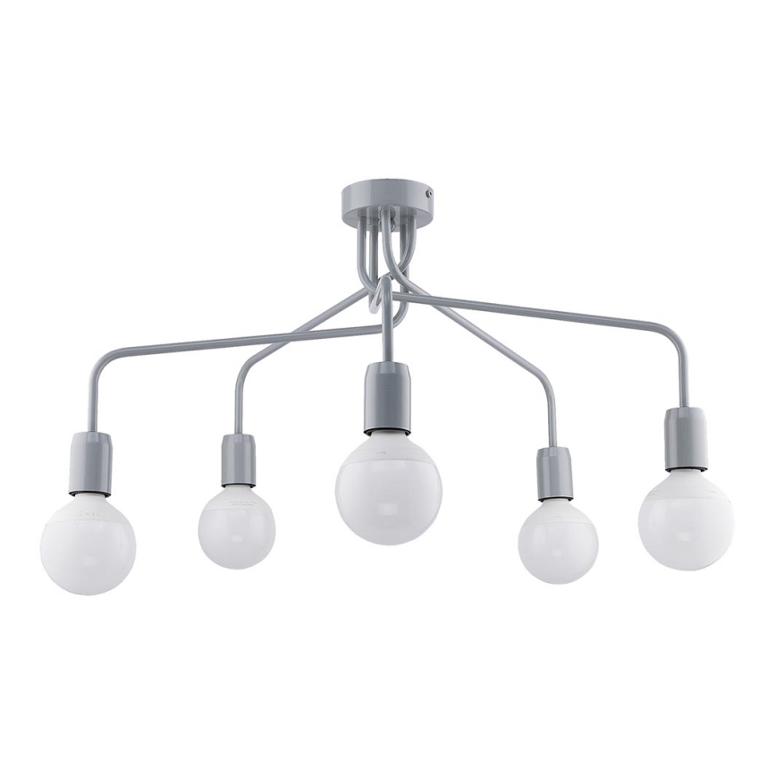 Jupiter 1675 - Hanglamp met vaste pendel OLAF 5xE27/60W/230V grijs