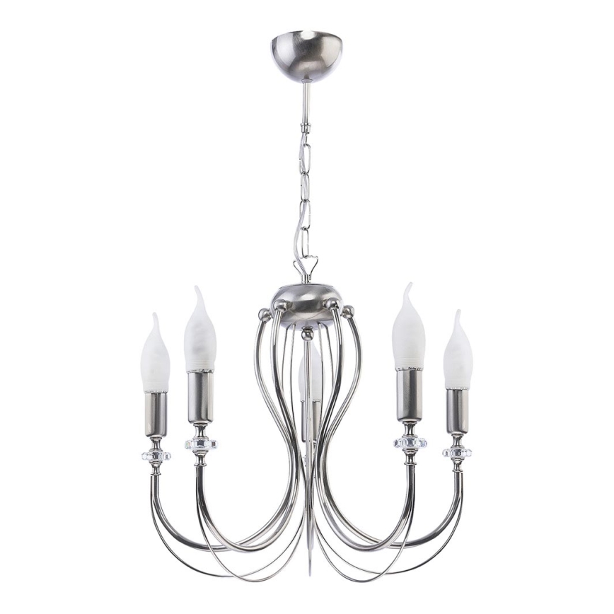 Jupiter 1688 - Hanglamp aan ketting MELANI 5xE14/40W/230V zilver