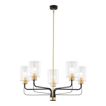 Jupiter 1882 - Kroonluchter met stang CERES 5xE27/15W/230V goud/zwart