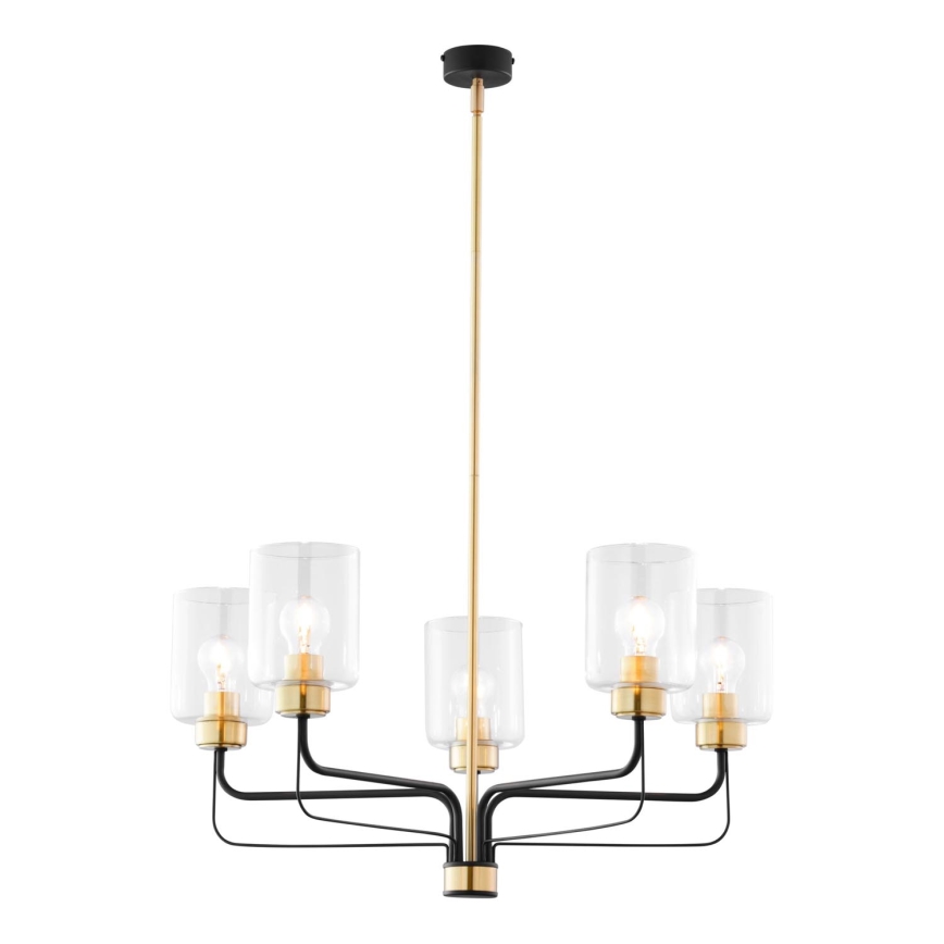 Jupiter 1882 - Kroonluchter met stang CERES 5xE27/15W/230V goud/zwart