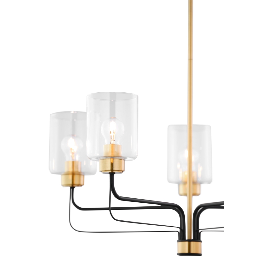 Jupiter 1882 - Kroonluchter met stang CERES 5xE27/15W/230V goud/zwart