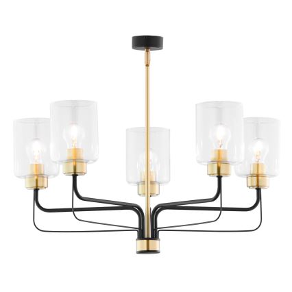 Jupiter 1882 - Kroonluchter met stang CERES 5xE27/15W/230V goud/zwart