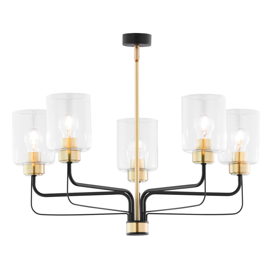 Jupiter 1882 - Kroonluchter met stang CERES 5xE27/15W/230V goud/zwart