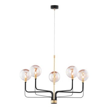Jupiter 1886 - Kroonluchter aan kabel ERIS 5xG9/14W/230V goud/zwart/rookbeige