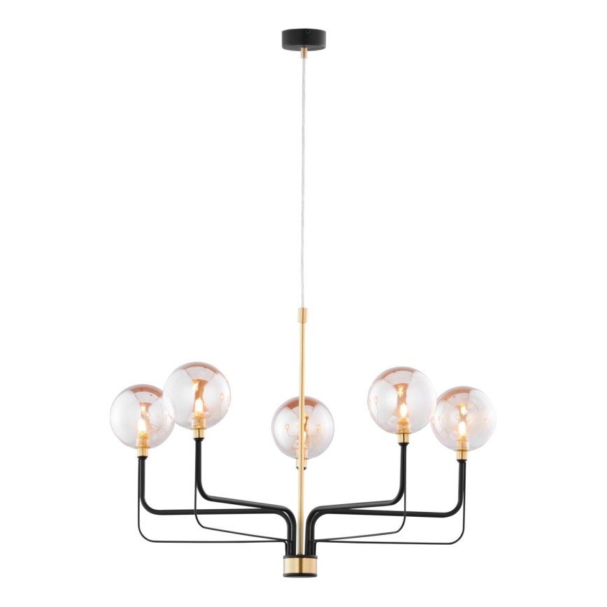 Jupiter 1886 - Kroonluchter aan kabel ERIS 5xG9/14W/230V goud/zwart/rookbeige