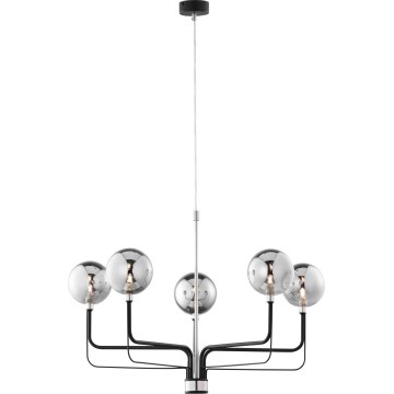 Jupiter 1888 - Kroonluchter aan kabel ERIS 5xG9/14W/230V mat chroom/zwart/rookgrijs