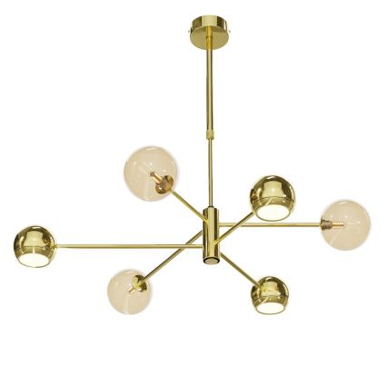 Jupiter 1963 - Hanglamp met vaste pendel MOKA 3xGU10/10W/230V + 3xG9/10W/230V goud/beige