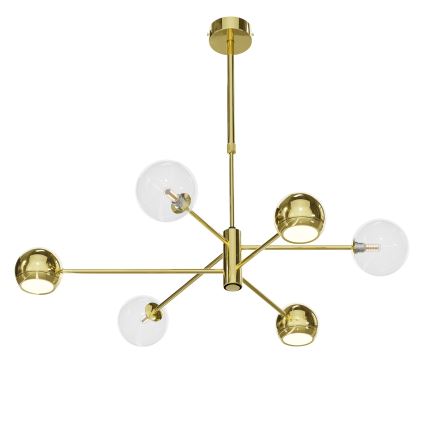 Jupiter 1964 - Hanglamp met vaste pendel MOKA 3xGU10/10W/230V + 3xG9/10W/230V goud/doorzichtig