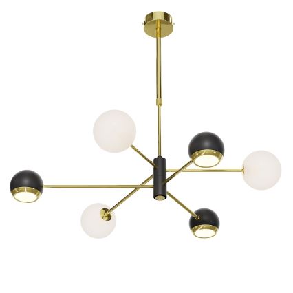 Jupiter 1965 - Kroonluchter met staaf MOKA 3xGU10/10W/230V + 3xG9/10W/230V goud/zwart/wit