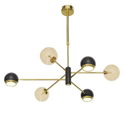 Jupiter 1966 - Hanglamp met vaste pendel MOKA 3xGU10/10W/230V + 3xG9/10W/230V goud/zwart/beige