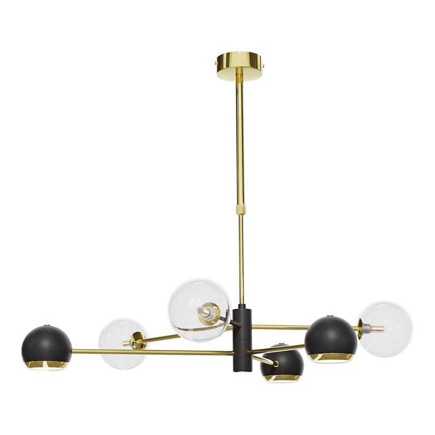 Jupiter 1967 - Hanglamp met vaste pendel MOKA 3xGU10/10W/230V + 3xG9/10W/230V goud/zwart/doorzichtig