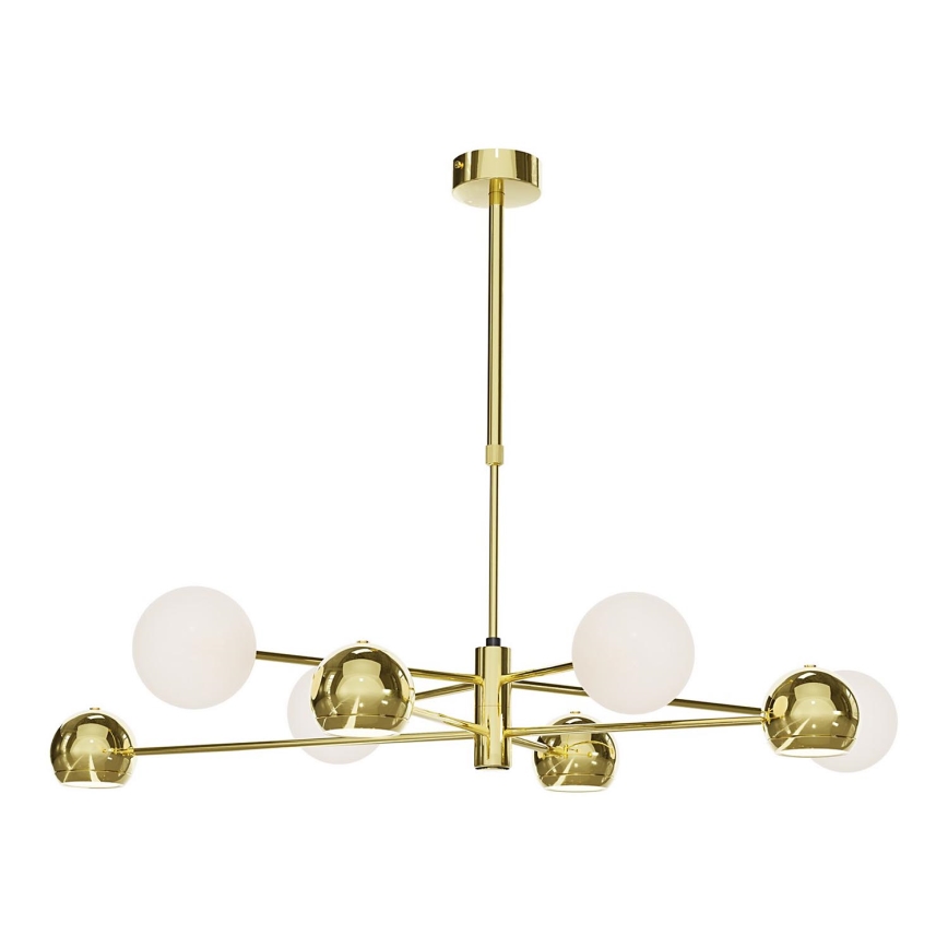 Jupiter 1968 - Hanglamp met vaste pendel MOKA 4xGU10/10W/230V + 4xG9/10W/230V goud/wit