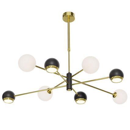 Jupiter 1971 - Hanglamp met vaste pendel MOKA 4xGU10/10W/230V + 4xG9/10W/230V goud/zwart/wit