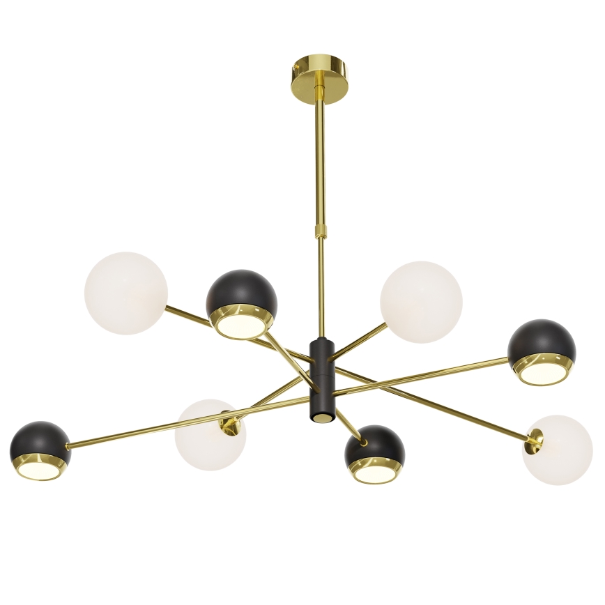 Jupiter 1971 - Kroonluchter aan stang MOKA 4xGU10/10W/230V + 4xG9/10W/230V goud/zwart/wit