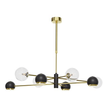 Jupiter 1973 - Hanglamp met staaf MOKA 4xGU10/10W/230V + 4xG9/10W/230V goud/zwart/helder