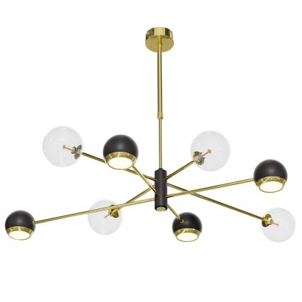 Jupiter 1973 - Hanglamp met vaste pendel MOKA 4xGU10/10W/230V + 4xG9/10W/230V goud/zwart/doorzichtig