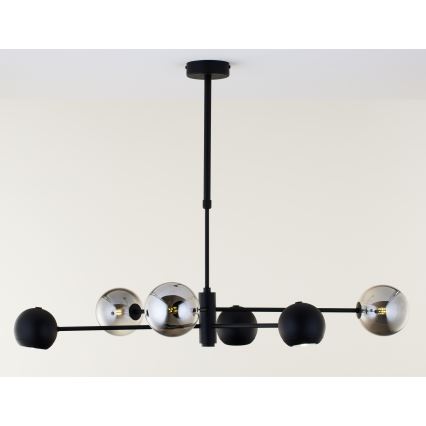 Jupiter 1974 - Hanglamp met vaste pendel MOKA 3xGU10/10W/230V + 3xG9/10W/230V zwart/glanzend chroom