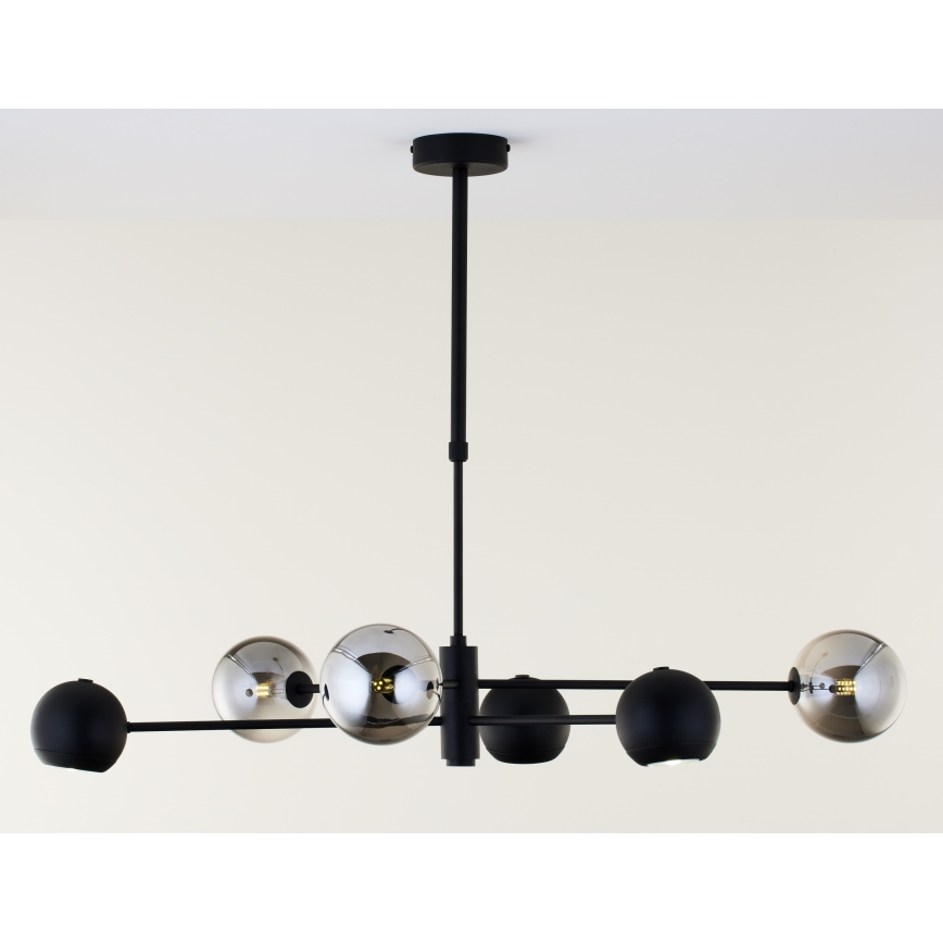 Jupiter 1974 - Hanglamp met vaste pendel MOKA 3xGU10/10W/230V + 3xG9/10W/230V zwart/glanzend chroom