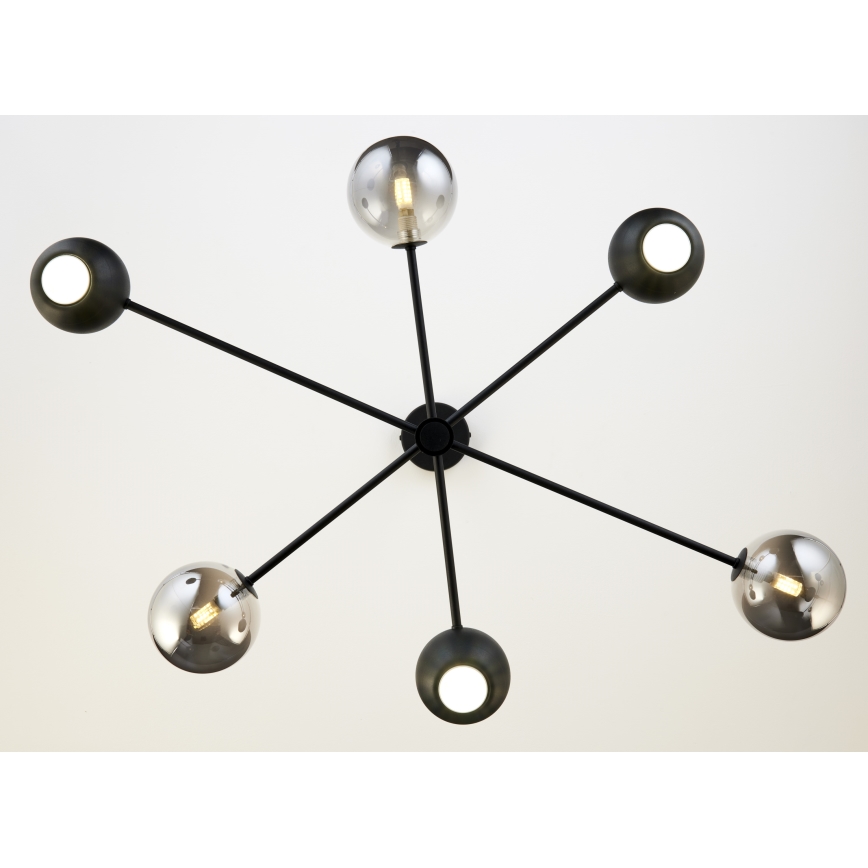 Jupiter 1974 - Hanglamp met vaste pendel MOKA 3xGU10/10W/230V + 3xG9/10W/230V zwart/glanzend chroom
