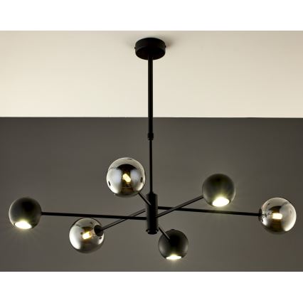 Jupiter 1974 - Hanglamp met vaste pendel MOKA 3xGU10/10W/230V + 3xG9/10W/230V zwart/glanzend chroom