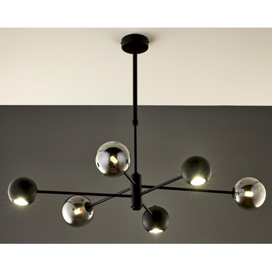 Jupiter 1974 - Hanglamp met vaste pendel MOKA 3xGU10/10W/230V + 3xG9/10W/230V zwart/glanzend chroom
